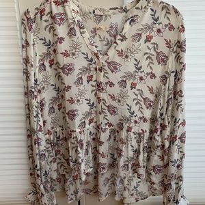 Floral Button Down Peasant Top